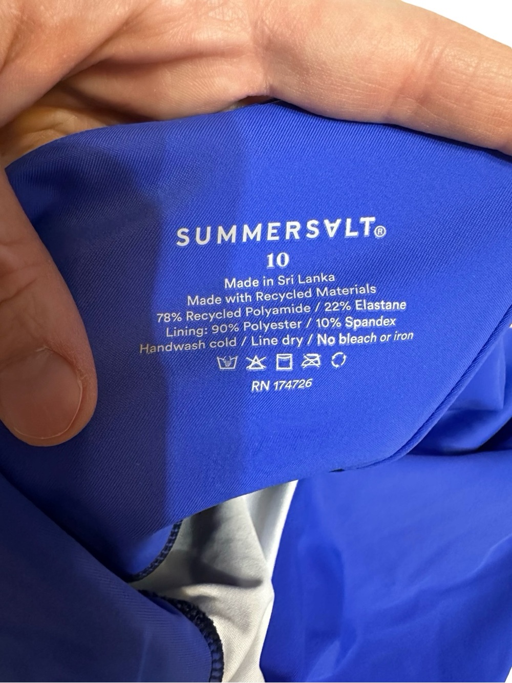 SUMMERSALT Sidestroke One Shoulder One Piece Swimsuit SZ 10 Blue Stripe - Picture 4 of 6